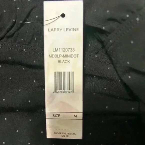 Larry Levine Women's M Black Polka Dot Blouse Flowy Keyhole Gathered Sides - Picture 7 of 14